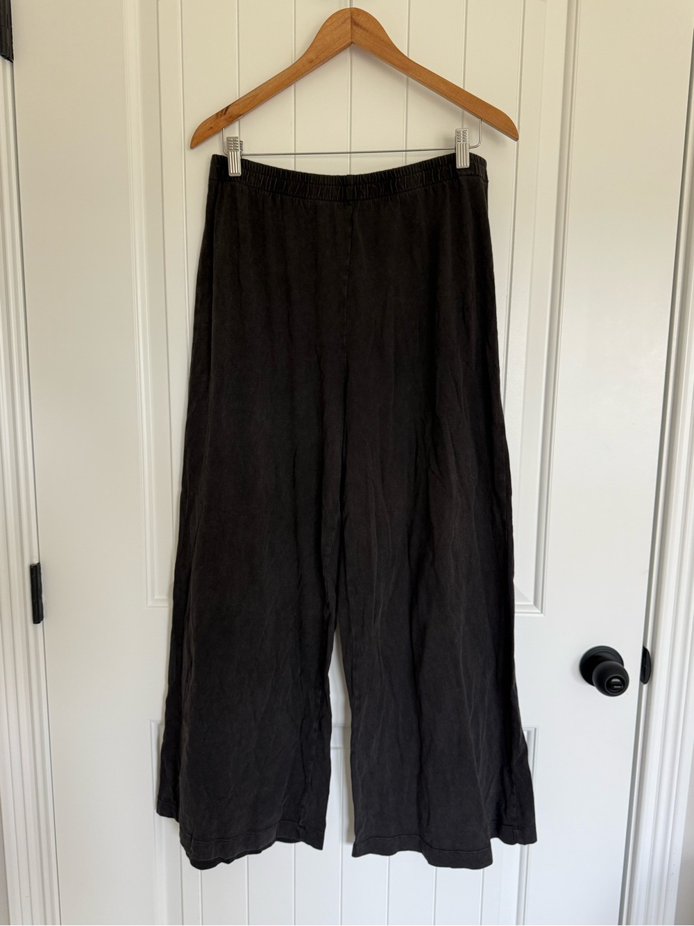 Z Supply Black 100% Cotton Wide Leg Pants Lounge Cozy Flowy Elastic Waist
